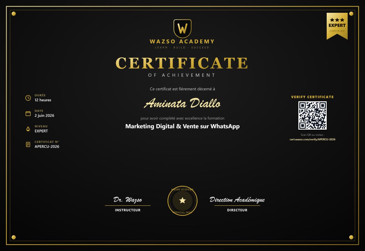 Certification Marketing Digital & Vente sur WhatsApp