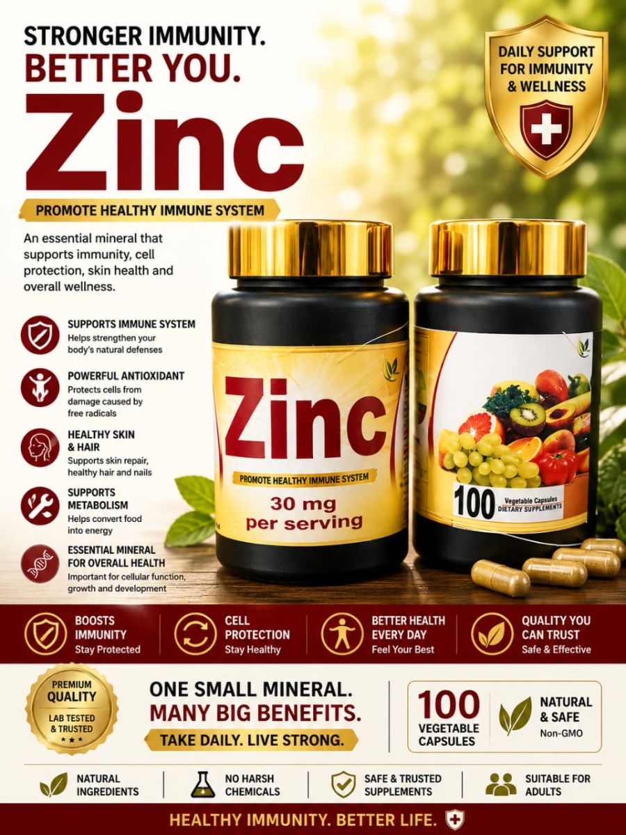 Zinc 30mg - 100 Gélules Végétales